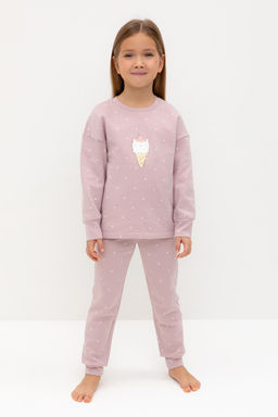К 1581/розовый лед,мини сердечки пижама дет