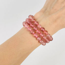 Бусины для украшений из Клубничного кварца (50 бусин) 39 см