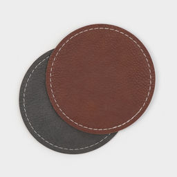 Цена за 2 шт. Набор салфеток Magistro, 2 шт., d=10 см, экокожа, двухсторонние, коричневые, серые