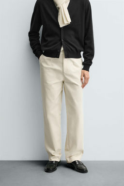 TWILL TEXTURED TROUSERS WITH BELT