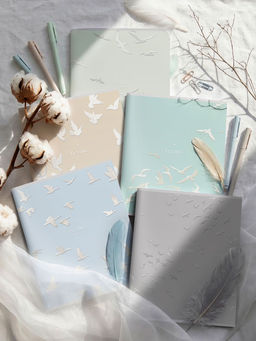 Тетрадь 48 л. А5 кл. скреп. офс. LOREX FLYING BIRDS мел. карт. запечатка форзаца, soft touch, выб.УФ-лак