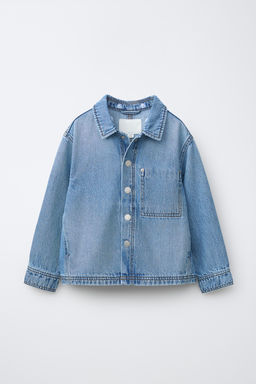 SOBRECAMISA DENIM CAPUCHA DESMONTABLE FELPA / Azul - Zara фото 2