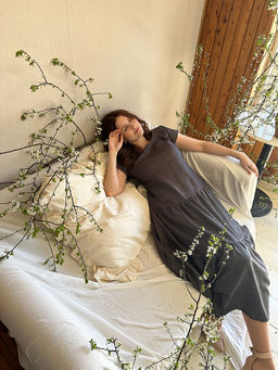 Платье длинное летнее с воланами - Almond фото 12