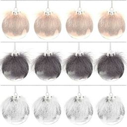 Набор из 12шт, Украшение новогоднее Шар "Перышко страуса", D 8 см, L35 W27 H9 см