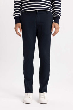 Брюки-чиносы узкого кроя из габардина и парусины - Defacto фото 4