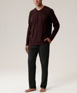 ATLANTIC NMP-389 Пижама мужская Small Print баклажан + черный