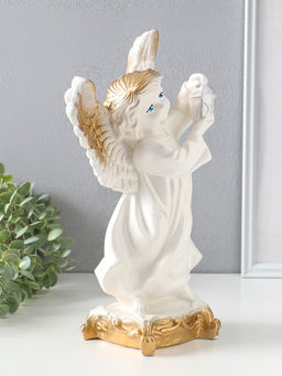 Фигура "Ангел с фонарём" белый, 34х22х15 см