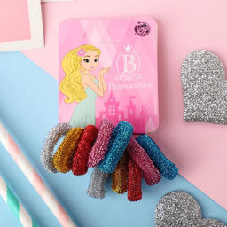 Цена за 6 шт. Резинки для волос «Махрушка», набор 10 шт., диско блеск, 2 см