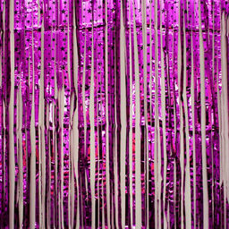 Дождик - занавес новогодний 1м *2м, с рисунком "звезды", фуксия (6264-1)