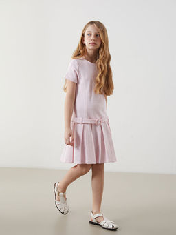 Bisiklet Yaka Pileli K?z ?ocuk Elbise