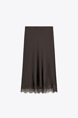 LACE SATIN MIDI SKIRT