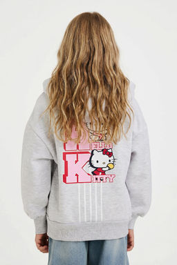 Hello Kitty Oversize Geni_ Kal_p Kap__onlu S_rt Bask_l_ __i Yumu_ak T_yl_ Sweatshirt K_z _ocuk - Defacto фото 4