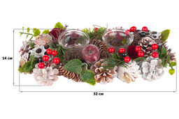 Новогоднее украшение подсвечник 32*14*8 см Снежная фантазия на 2 свечи прямоугольный - Elan gallery фото 2