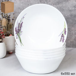 Набор суповых тарелок 6 штук 550 мл 155 мм ЕВРО / LGW-60 (7131-3) /уп 12/ Букет лаванды