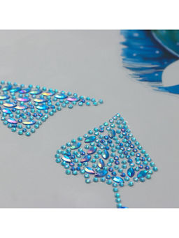 Наклейка - стразы на лицо Крыло бабочки и перо, 16?17 см