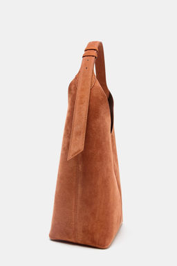LEATHER MAXI BUCKET BAG WITH HANDLE DETAIL - Zara фото 6