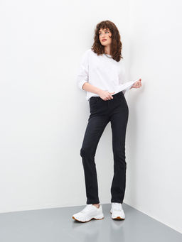 Утепленные Женские Джинсы Прямые на Флисе