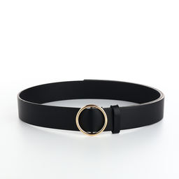 Ремень женский 110×3.5 см, круглая пряжка-затяжка металл, золотистая, чёрный