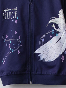 Kap??onlu Elsa Bask?l? Uzun Kollu K?z ?ocuk Fermuarl? Sweatshirt - Waikiki фото 3