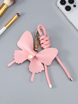 Брелок на карабине "Бабочка с узлом" розовый 13,5х9,5х2,5 см