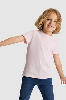 Erkek _ocuk A__k Pembe Bisiklet Yaka Basic Ti__rt