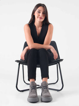 Ботинки EDART 308.агата gr. серый замок замша б/байка