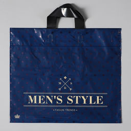 Цена за 50 шт. Пакет "Мужской стиль", полиэтиленовый с петлевой ручкой, синий, 34х40 см, 70 мкм