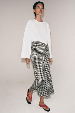 DRAPED GINGHAM SKIRT - Zara фото 10