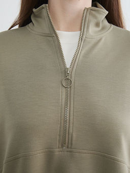 Dik Yaka Soft Touch Kad?n Sweatshirt Tunik