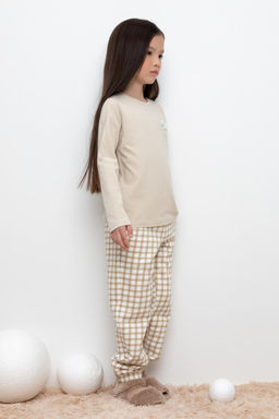 Crockid _ КР 400616/бежевая клетка на сахаре к429 брюки для дев фото 3