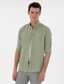 _a_la Slim Fit Keten G_r_n_ml_ G_mlek