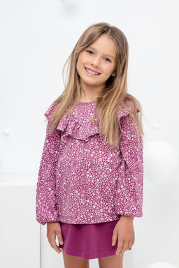 КР 302177/насыщенная клюква,осенний сад к405, джемпер