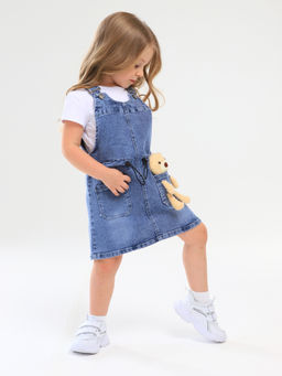 Сарафан джинсовый для девочек - Синий мир фото 4