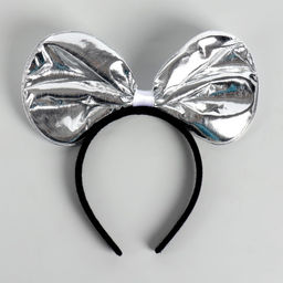Карнавальный ободок Бант, серебряный