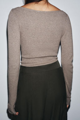 RIB BOAT NECK T-SHIRT - Zara фото 2