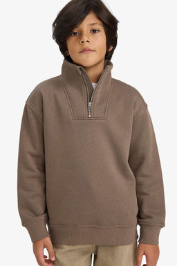 Yar_m Fermuarl_ __i Yumu_ak T_yl_ Sweatshirt Erkek _ocuk - Defacto фото 3