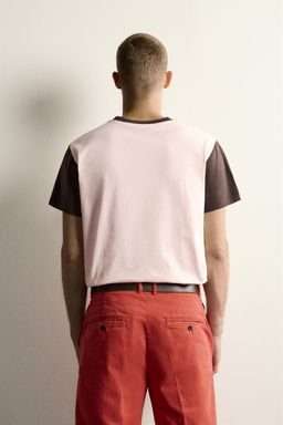 CAMISETA REGULAR FIT COLOR BLOCK / Rosa palo - Zara фото 3