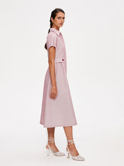 Льняное платье приталенного силуэта 422.050102/Красный - Seven senses фото 3