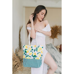 Сумка пляжная на молнии, цвет белый/жёлтый - Nazamok фото 11