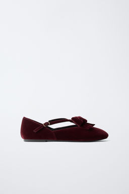 VELVET BOW BALLERINAS