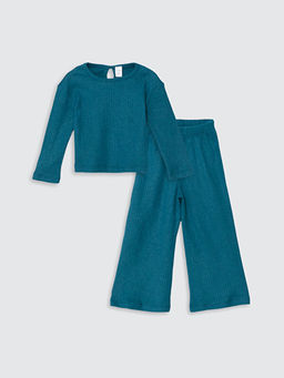 Bisiklet Yaka Basic K?z Bebek Ti??rt ve Pantolon 2li Tak?m