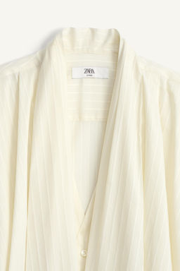 CAMISA KIMONO JACQUARD RAYAS / Crudo - Zara фото 8