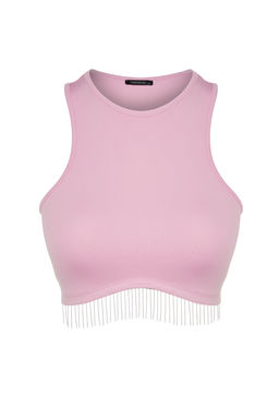 Pembe Crop Orme Aksesuarl? Bluz TPRSS23BZ00082 - Trendyolmilla фото 7