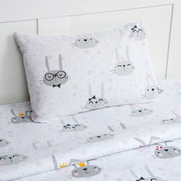 Постельное бельё Этель 1,5 сп Funny rabbits, 143х215 см, 150х214 см, 50х70 см -1 шт, 100 % хлопок, бязь  фото 2