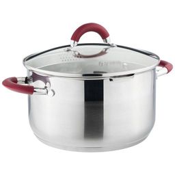 КАСТРЮЛЯ AGNESS PROFI HOME СО СТЕКЛЯННОЙ КРЫШКОЙ, 5,0Л 24X13.5 СМ ЦВЕТ РУЧЕК:БОРДО  фото 3