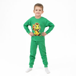 Пижама детская зеленая дракон ПЖ-1818 (110-116, 60)