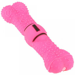 Игрушка для собаки Косточка регби 22,5х6х3см, с пищалкой, ПВХ, фактурная, цвета микс (коричневый, ярко-розовый), Пэт тойс (Pet toys) (Китай)