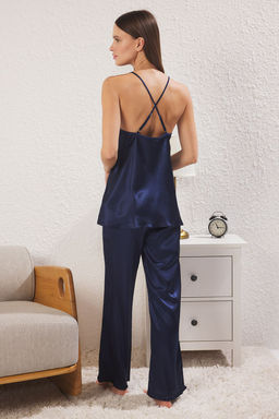 Trendyolmilla Pembe F?rf?rl? Ip Ask?l? Saten Dokuma Pijama Tak?m? THMSS25PT00107  фото 4