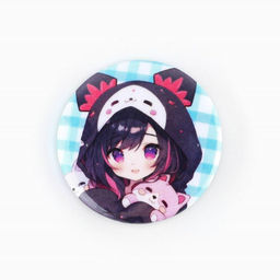 Цена за 10 шт. Значок металлический закатной Милые анимешки, d=2.5 см, МИКС