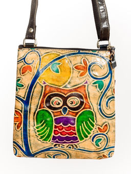 Сумка натуральная кожа ручной принтСова №1844/7 - Ганг фото 2